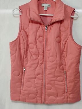 Christopher & Banks Medium Lightweight Pink Quilted Vest Full Zip Pockets S